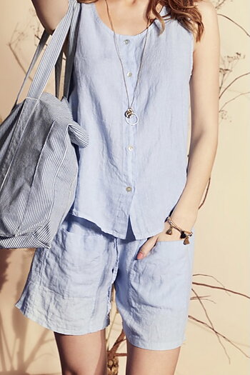 In Front - Lino Shorts Light Blue