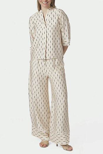 Neo Noir - Camile Print Blouse Creme