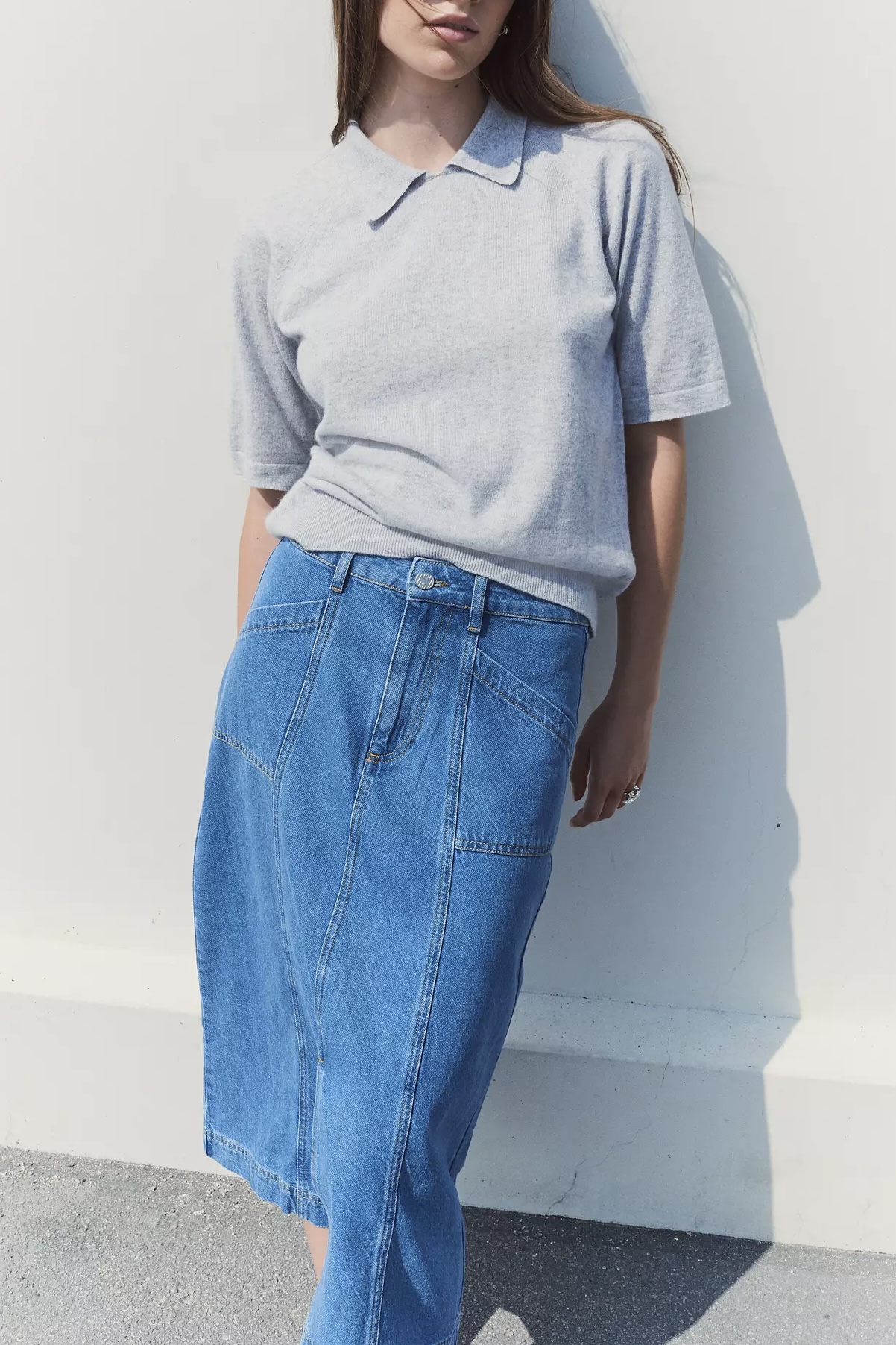 Leveté Room - Frilla 4 Skirt Medi Blue Denim