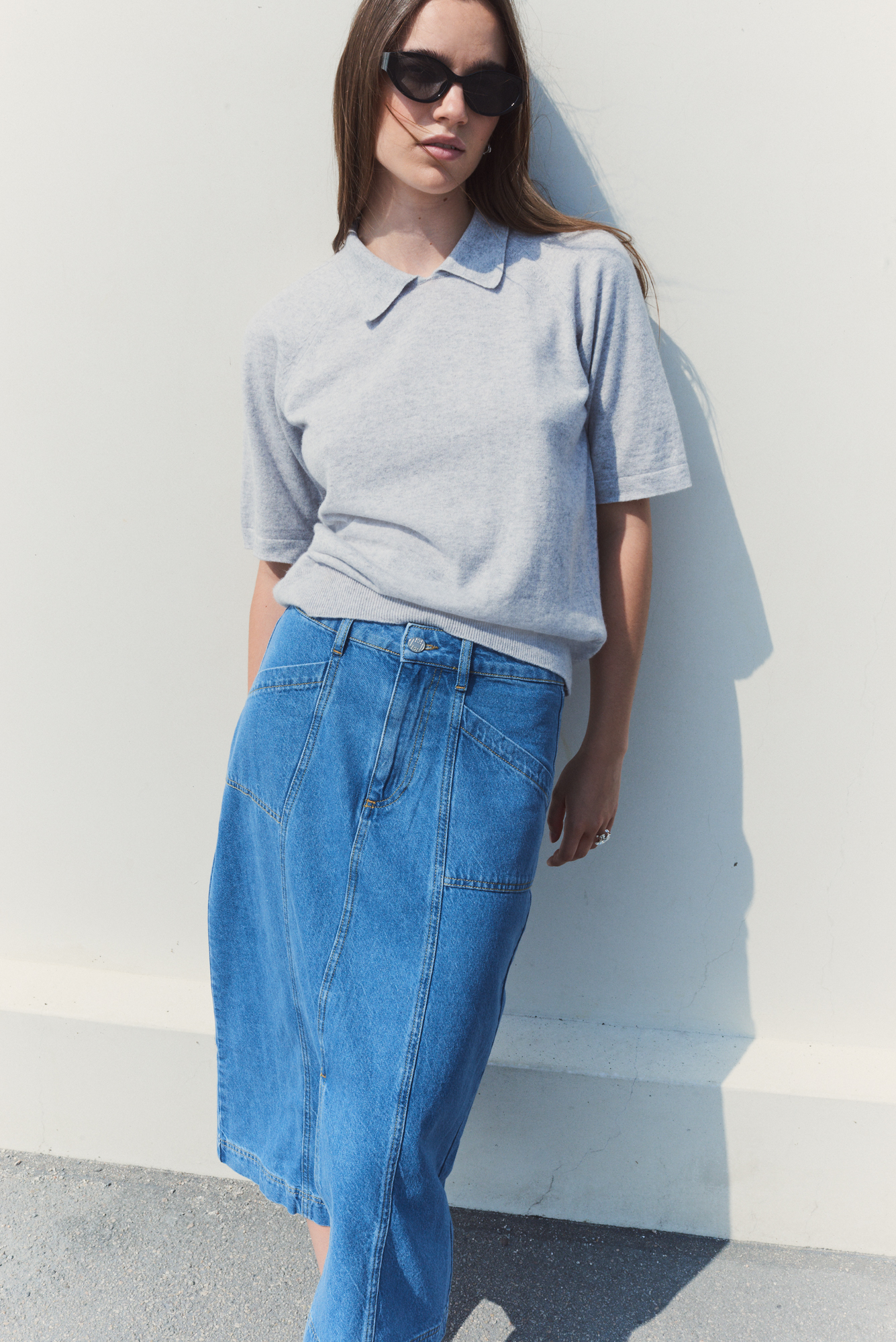 Leveté Room - Frilla 4 Skirt Medi Blue Denim - 4