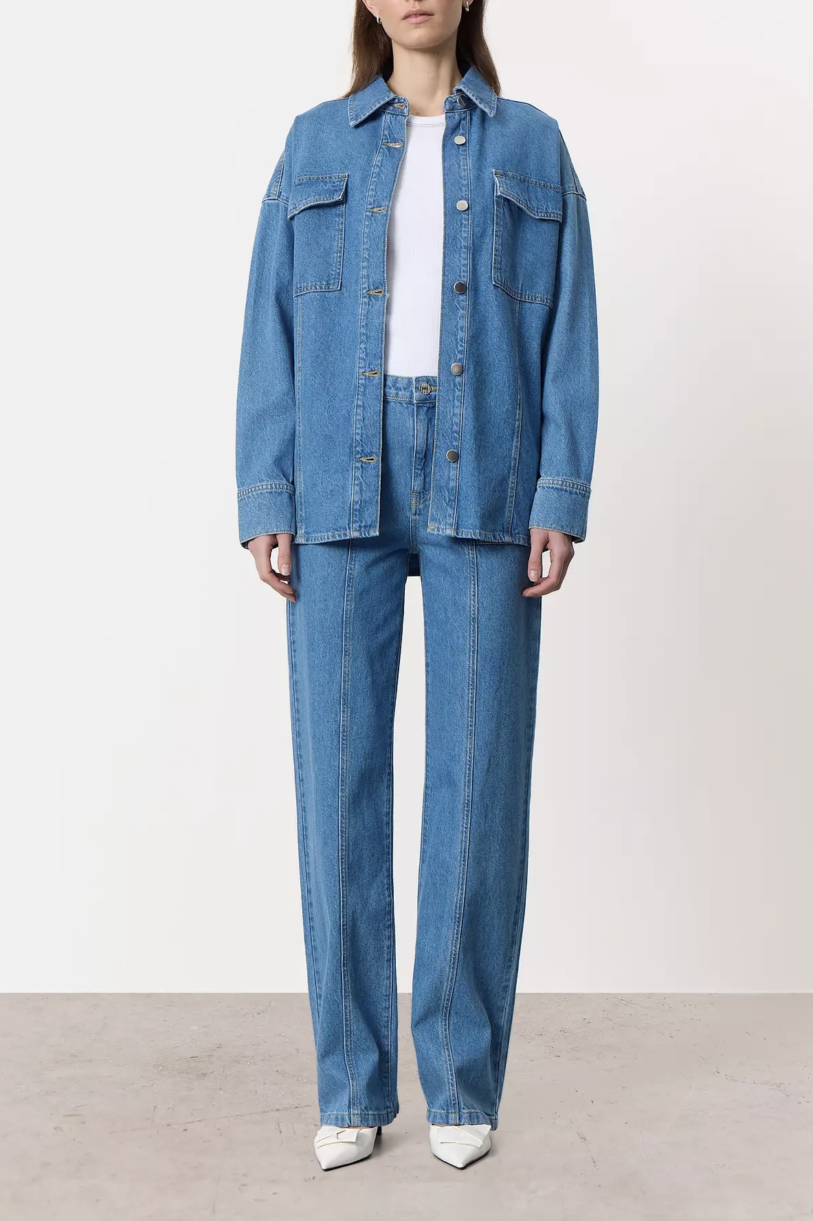 Leveté Room - Frilla 1 Shirt Medi Blue Denim - 3