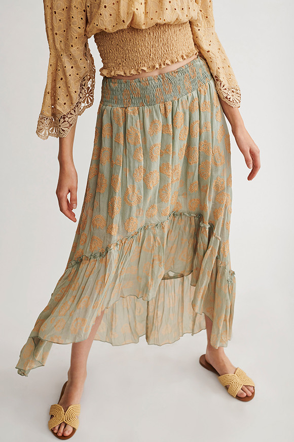 NKN Nekane - Baibala Asymmetric Skirt With Floral Embroidery