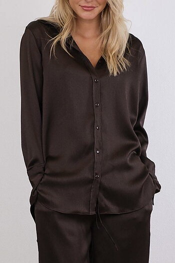 Neo Noir - Margit Crepe Satin Shirt Brown