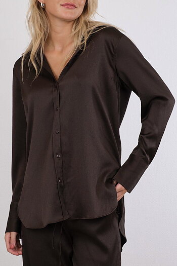 Neo Noir - Margit Crepe Satin Shirt Brown