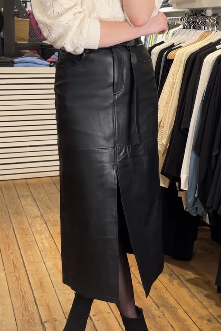 Co´couture  -  Phebe Leather Slit Skirt Black - 3