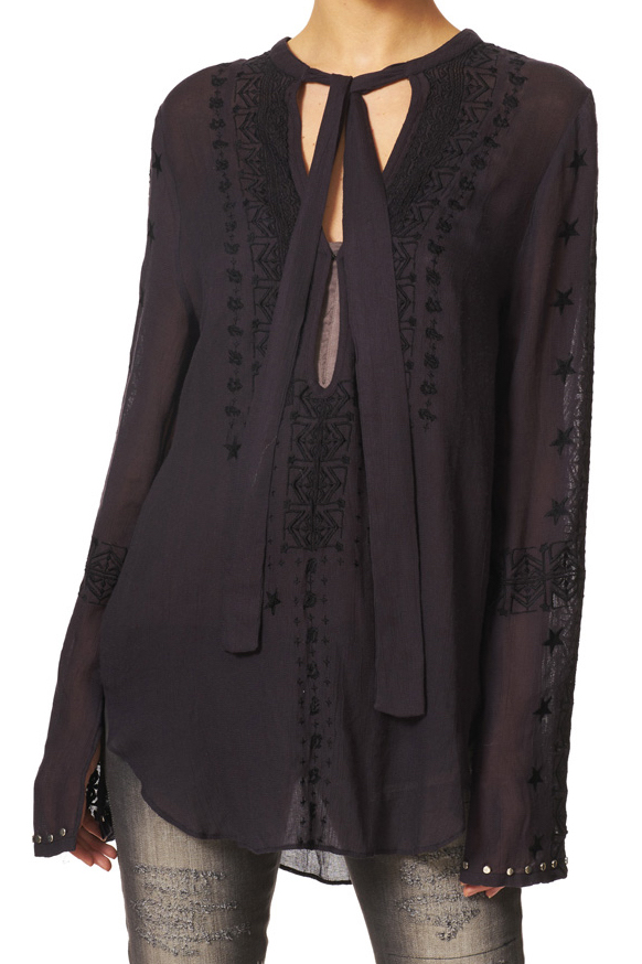 Non Sense - Gramercy Tie Blouse Antrasit