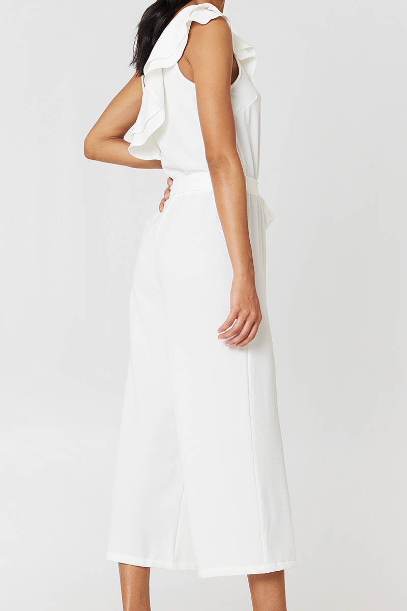 Rut & Circle  - Ofelia One Shoulder Jumpsuit White - 3