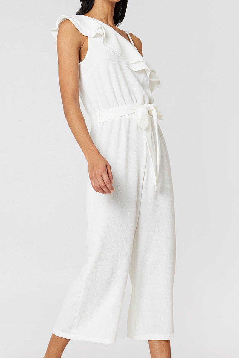 Rut & Circle  - Ofelia One Shoulder Jumpsuit White - 2