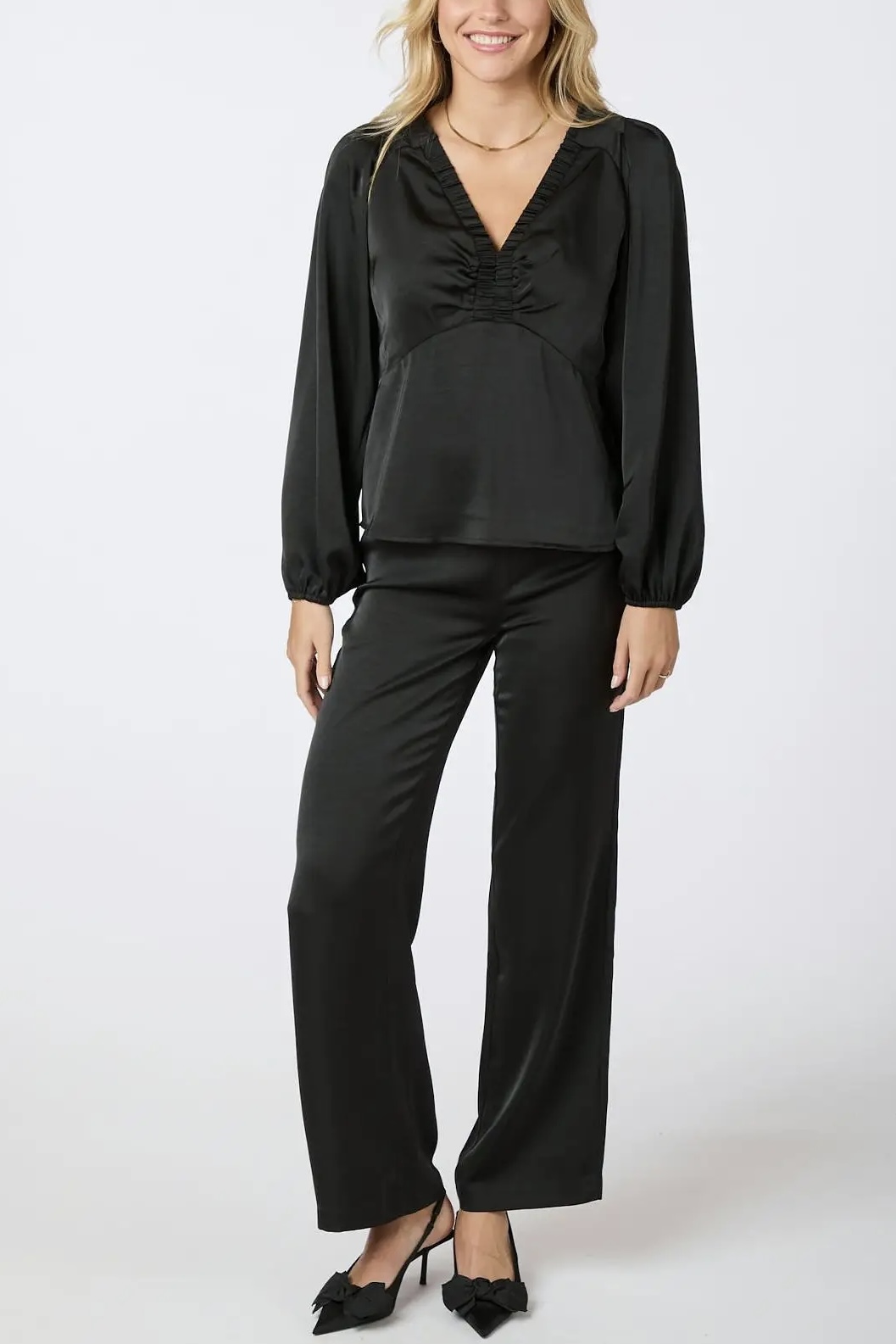 Neo Noir - Debra Heavy Sateen Trousers Black - 2