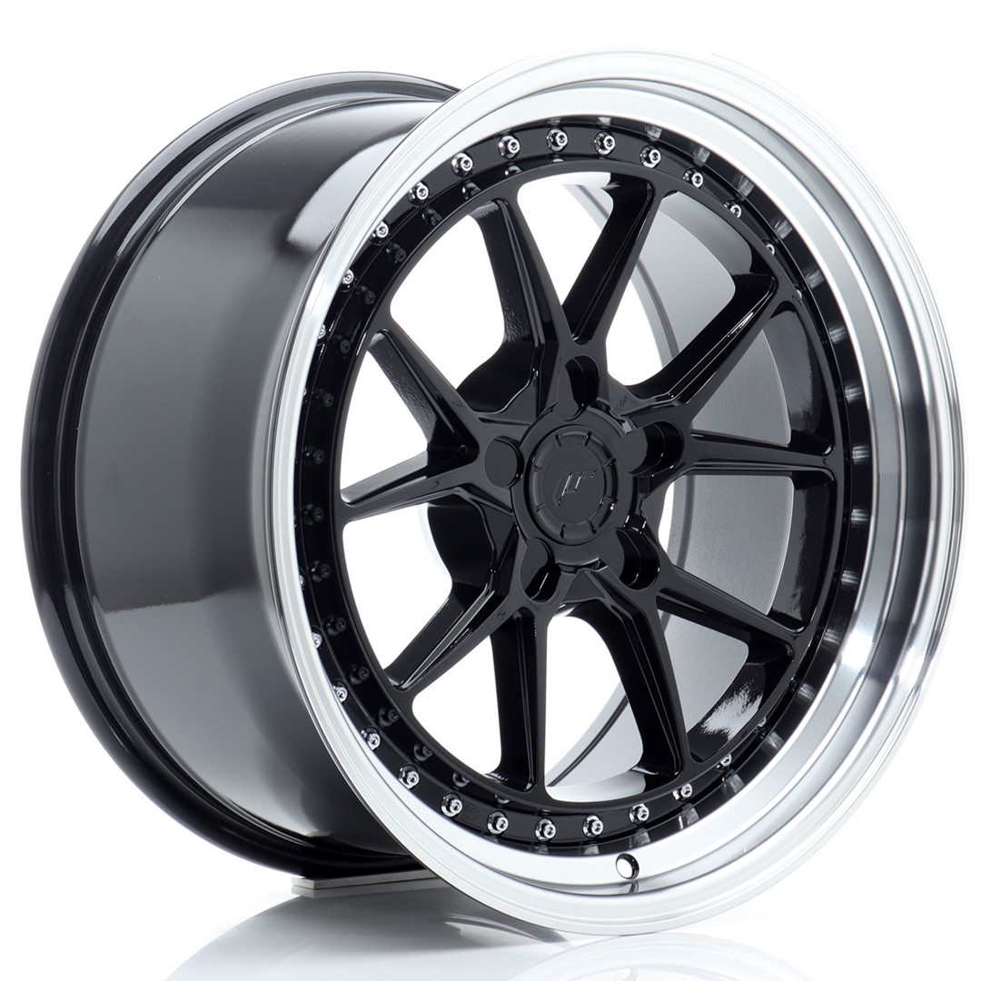 JR Wheels JR39 18x9.5 ET15-35 5H BLANK Gloss Black w/ Machined Lip