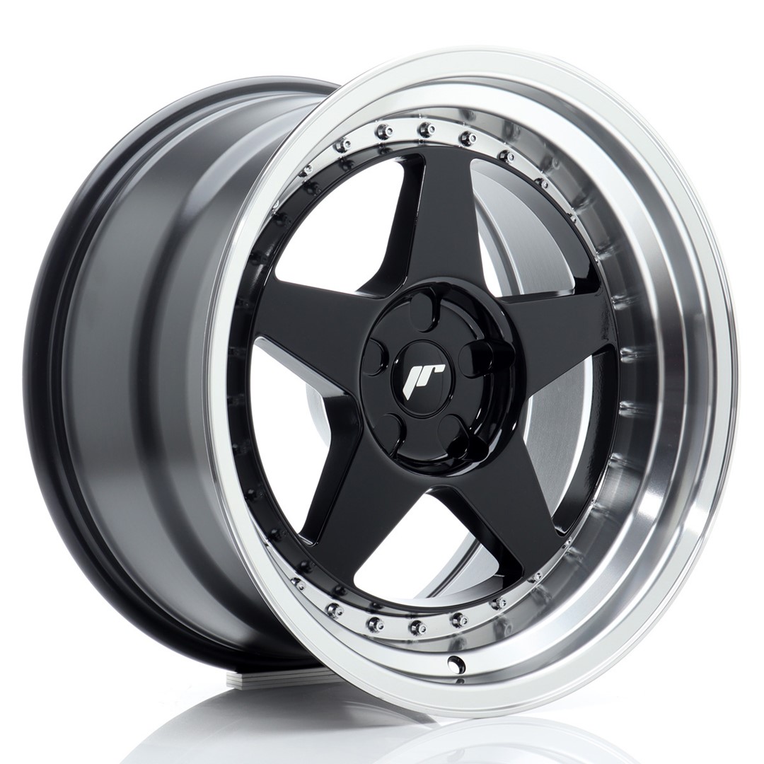 JR Wheels JR6 18x10.5 ET0-25 5H BLANK Gloss Black w/ Machined Lip