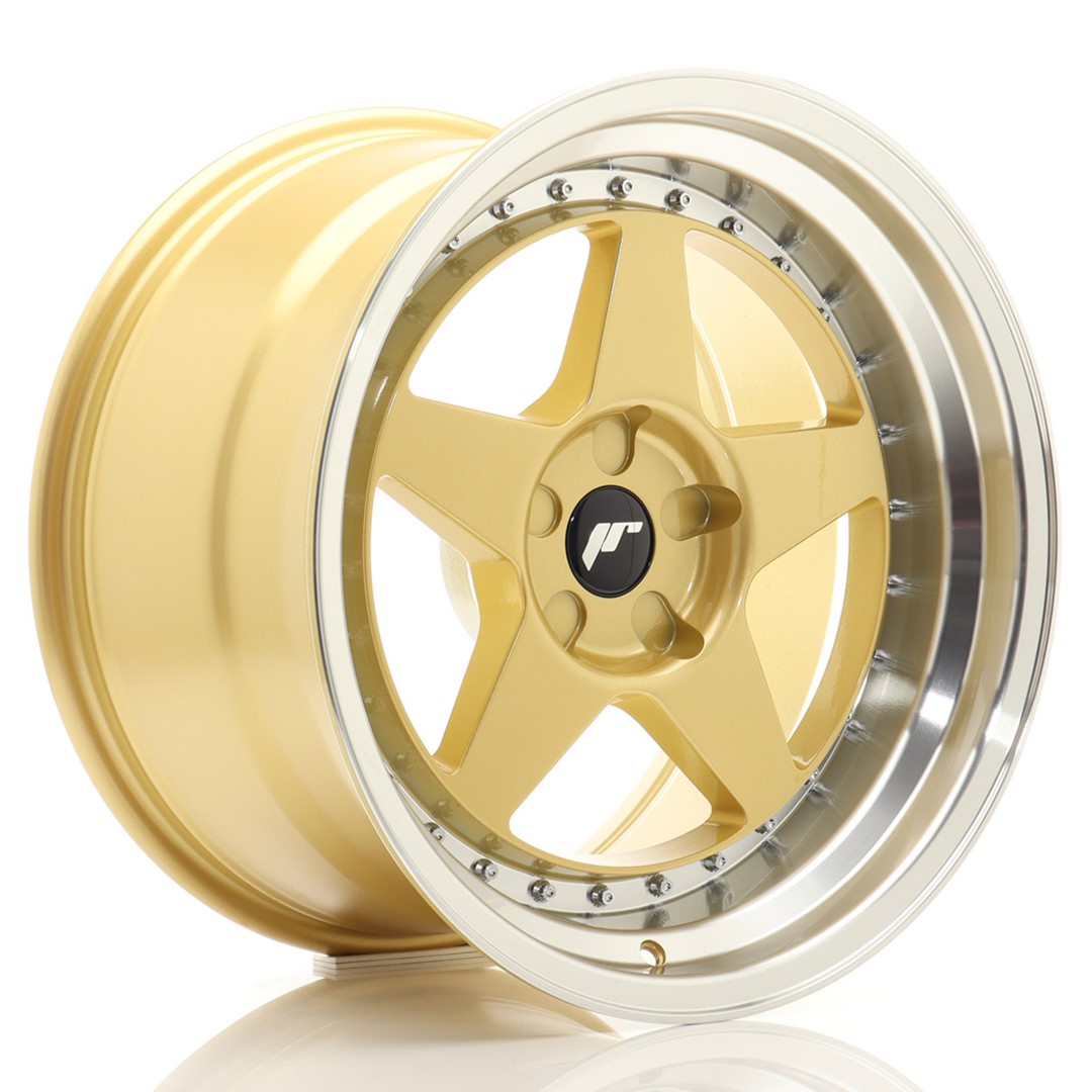JR Wheels JR6 18x10.5 ET0-25 5H BLANK Gold w/ Machined Lip