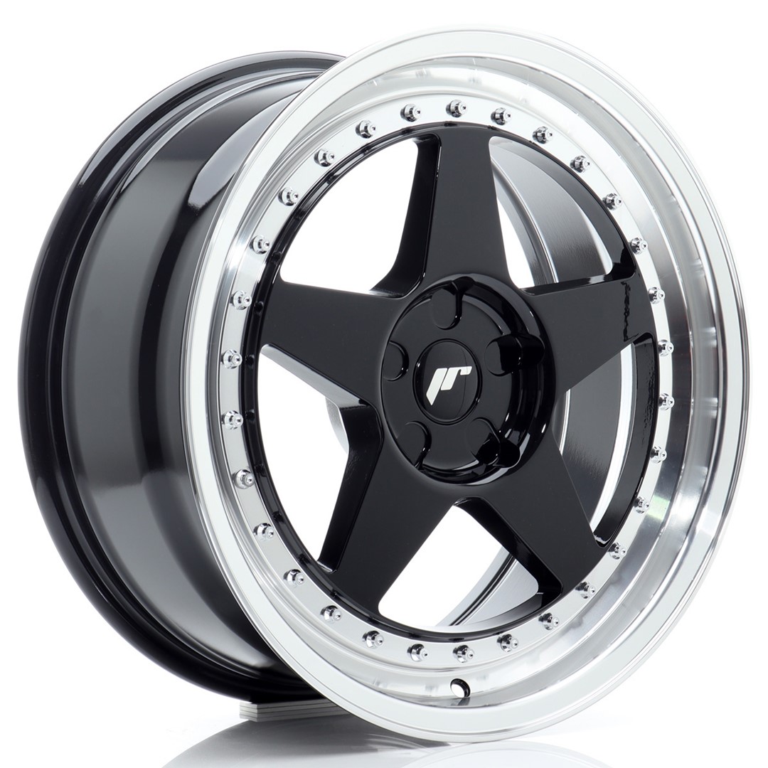 JR Wheels JR6 18x8.5 ET20-40 5H BLANK Gloss Black w/ Machined Lip
