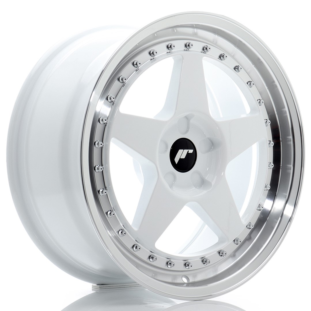 JR Wheels JR6 18x8.5 ET20-40 5H BLANK White w/ Machined Lip
