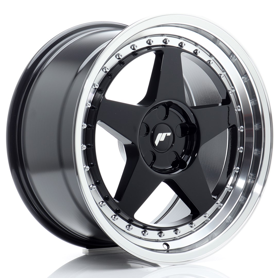 JR Wheels JR6 18x9.5 ET20-40 5H BLANK Gloss Black w/ Machined Lip