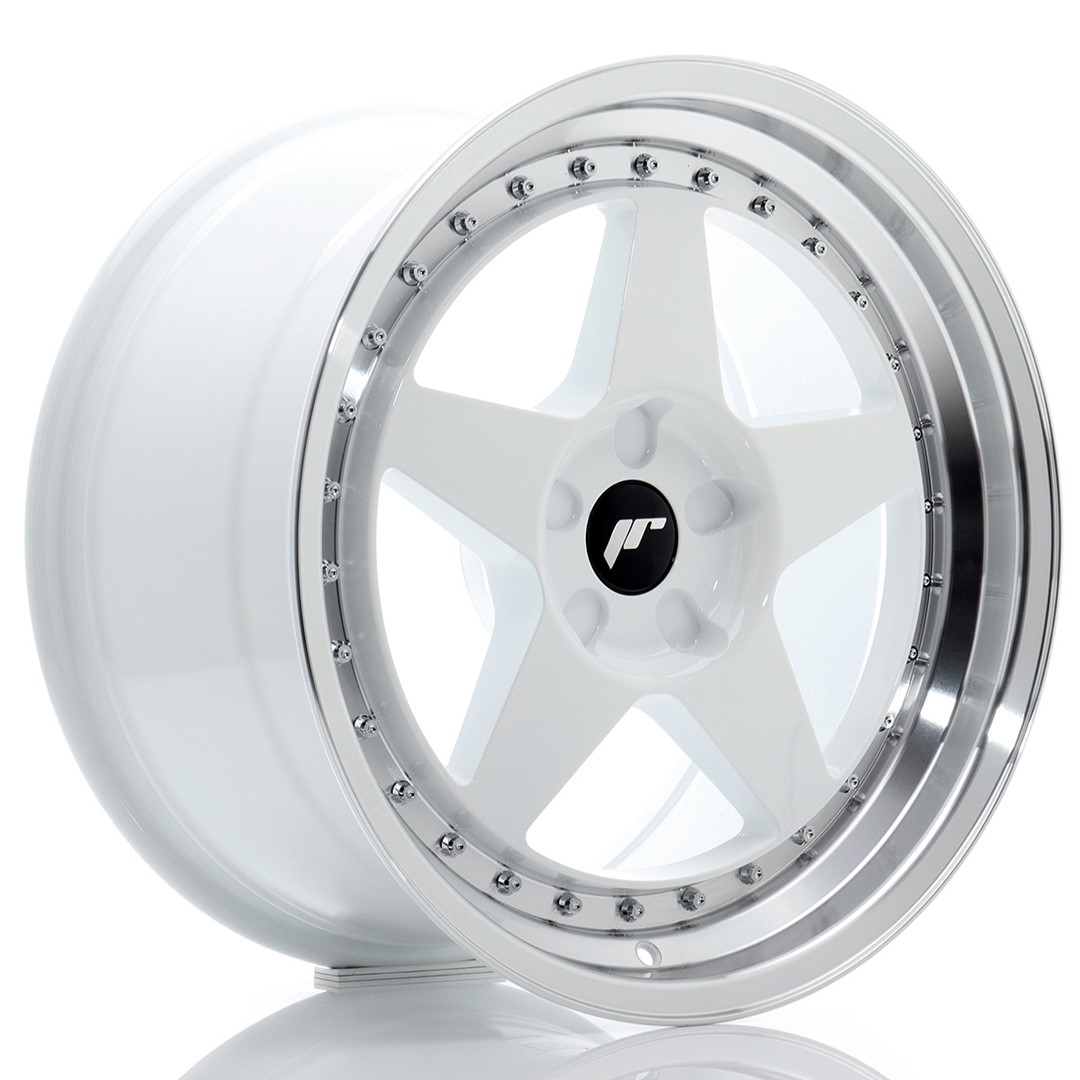 JR Wheels JR6 18x9.5 ET20-40 5H BLANK White w/ Machined Lip