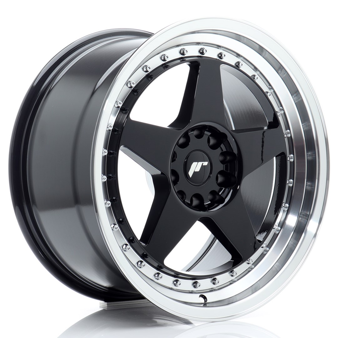 JR Wheels JR6 18x9.5 ET22 5x114.3/120 Gloss Black w/ Machined Lip