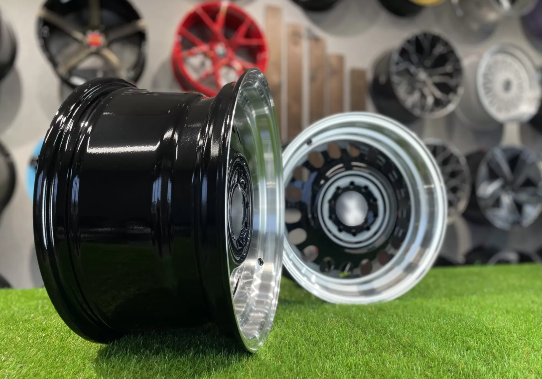 15" Oldschool steel style Black/polished 4x100 5x100 - 3