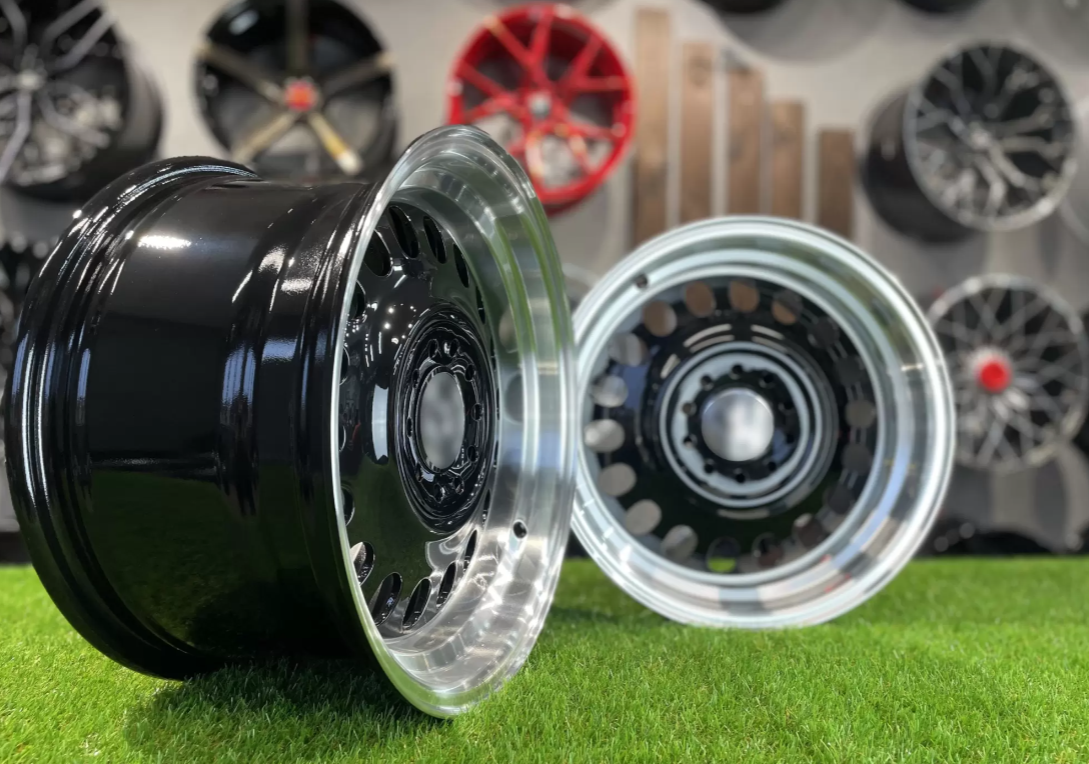 15" Oldschool steel style Black/polished 4x100 5x100 - 2