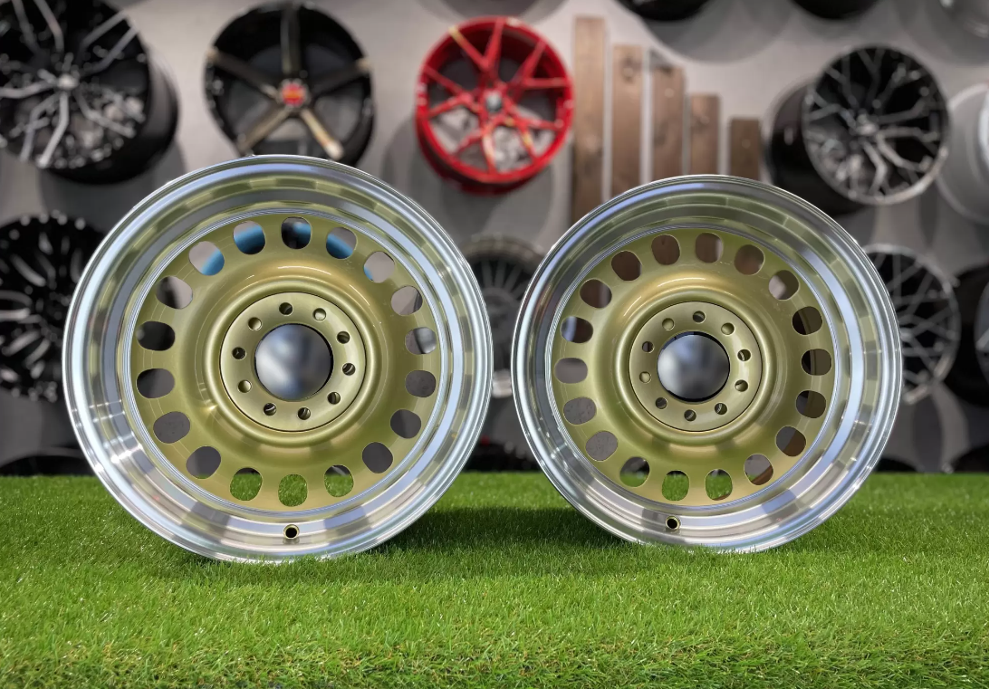 15" Oldschool steel style Gold/polished 4x100 5x100