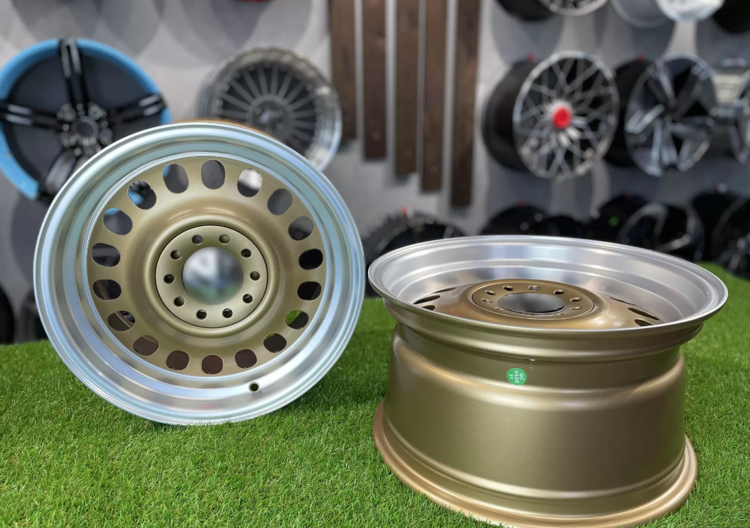 15" Oldschool steel style Matt bronze/polished 4x100 5x100 - 3