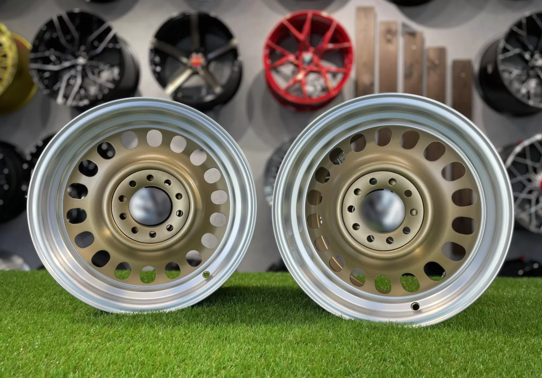 15" Oldschool steel style Matt bronze/polished 4x100 5x100