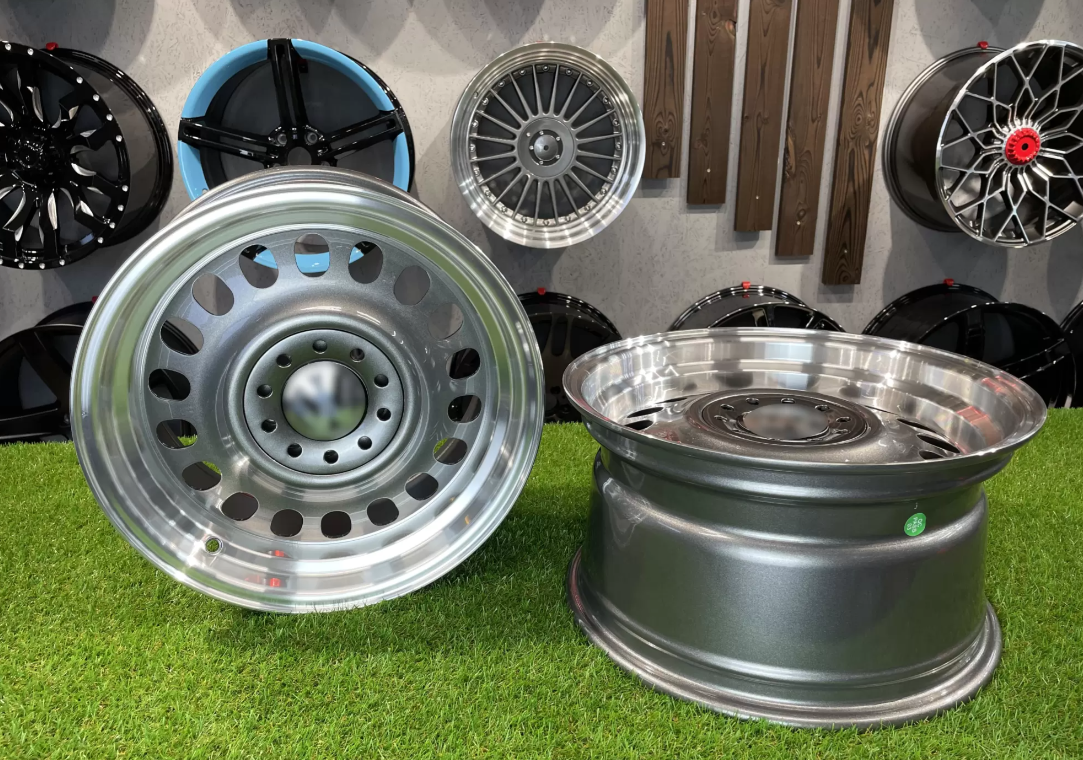 15" Oldschool steel style Grey/polished 4x100 5x100 - 3