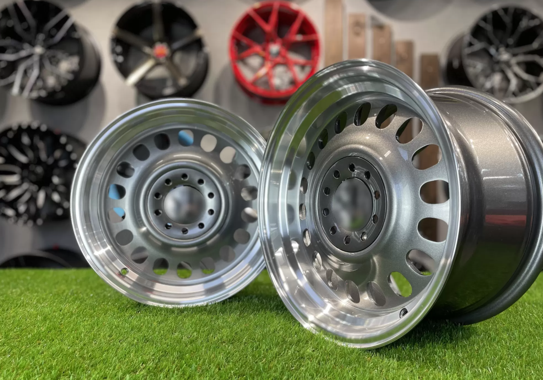 15" Oldschool steel style Grey/polished 4x100 5x100 - 2
