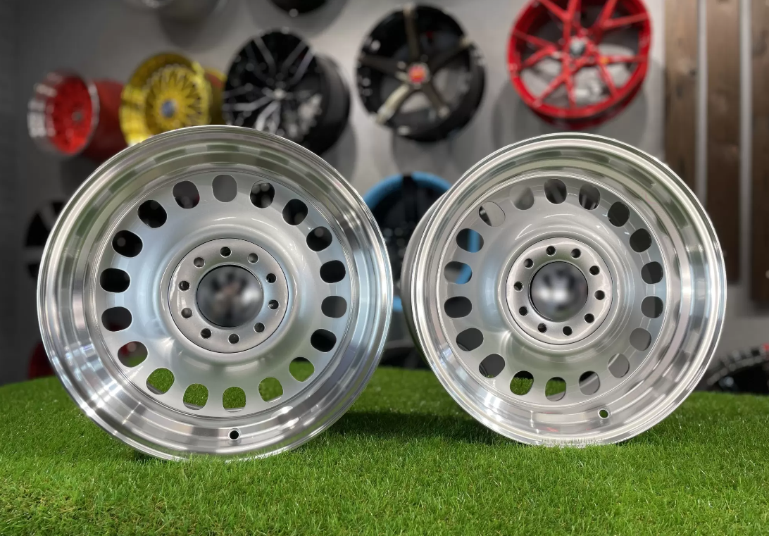 15" Oldschool steel style Silver/polished 4x100 5x100