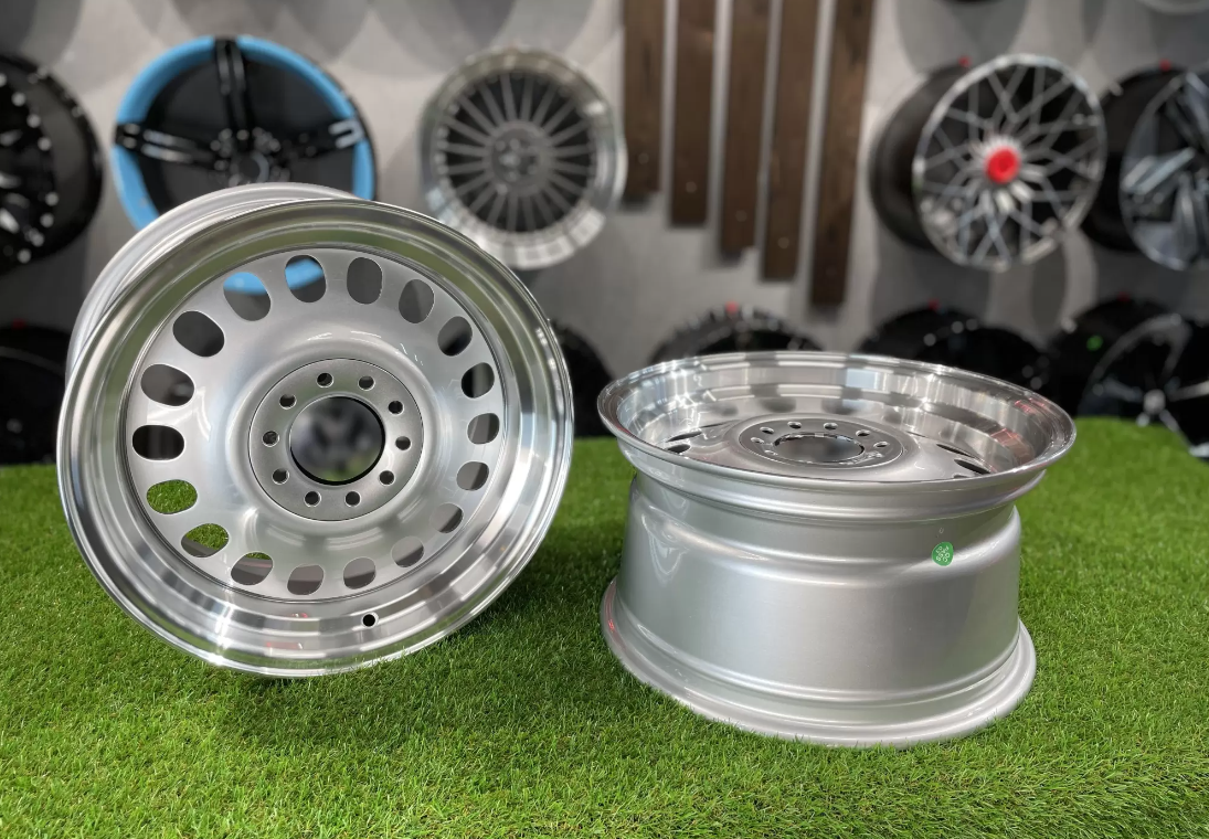15" Oldschool steel style Silver/polished 4x100 5x100 - 3