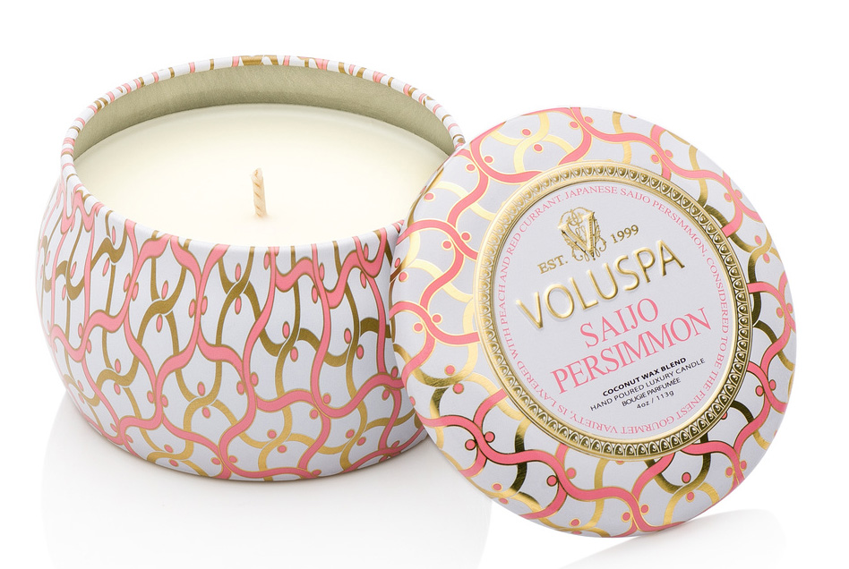 Voluspa , SAIJO PERSIMMON DECORATIVE TIN CANDLE