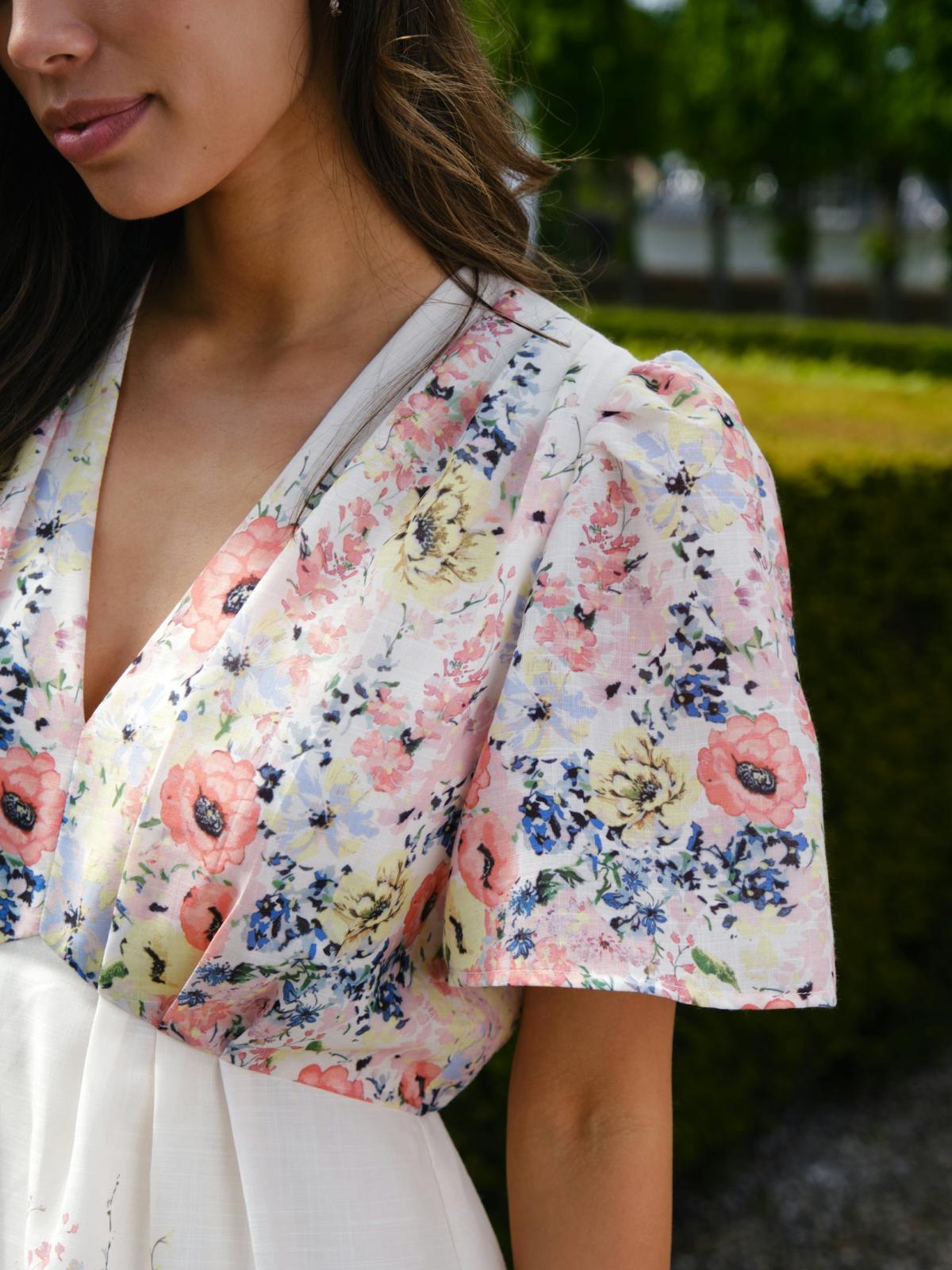 Neo Noir Shena Flower Print Dress, Creme - 3