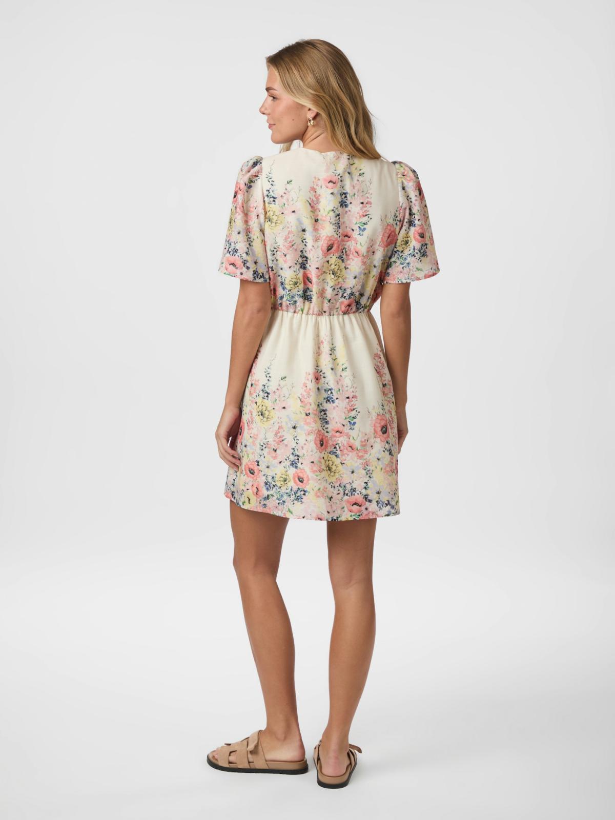 Neo Noir Shena Flower Print Dress, Creme - 5