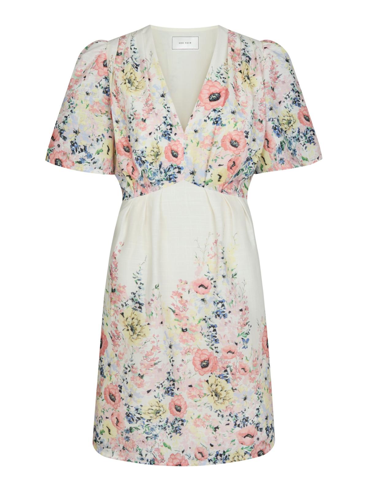 Neo Noir Shena Flower Print Dress, Creme