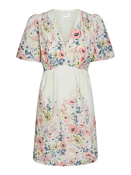 Neo Noir Shena Flower Print Dress, Creme