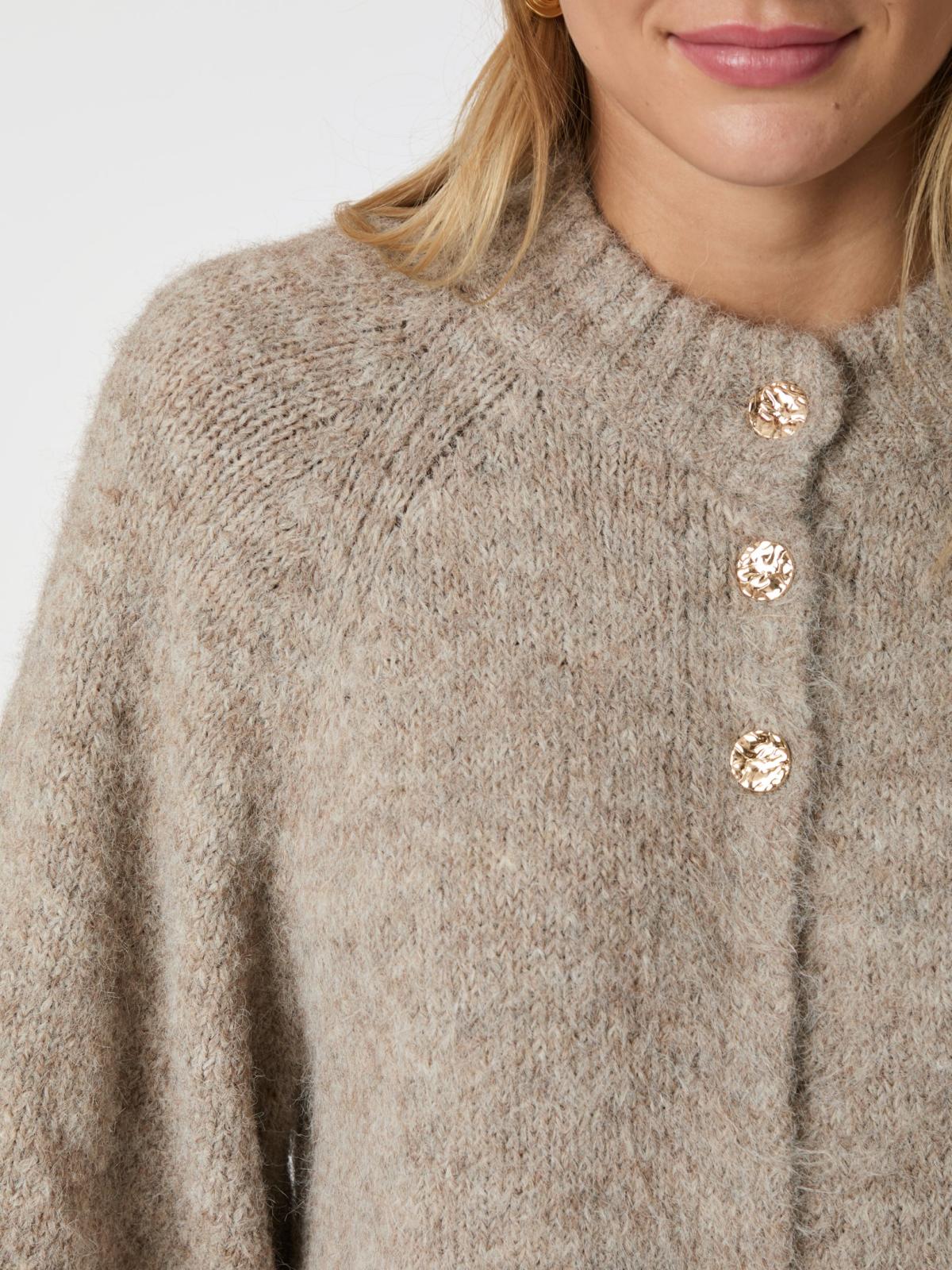 Neo Noir Benuta Fluffy Knit Cardigan, Beige Melange - 6