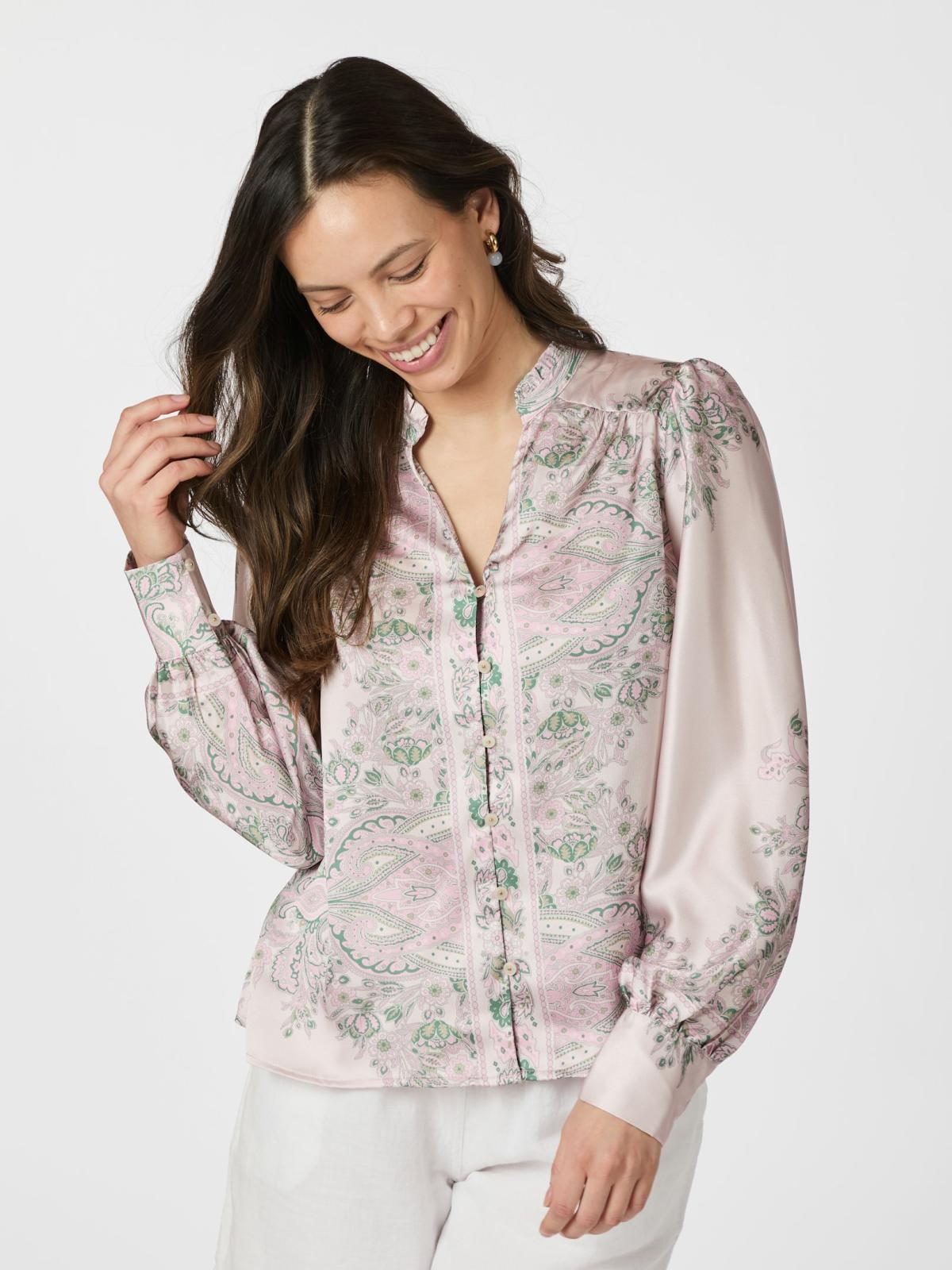 Neo Noir Massima  Paisley  Border Blouse, Rose - 3