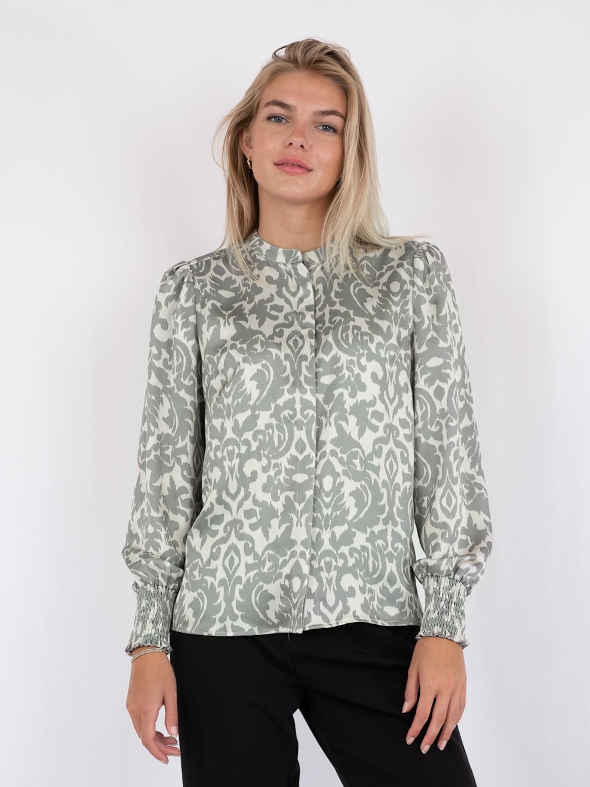 Neo Noir Kala Flower Blur Blouse, Dusty Army - 4