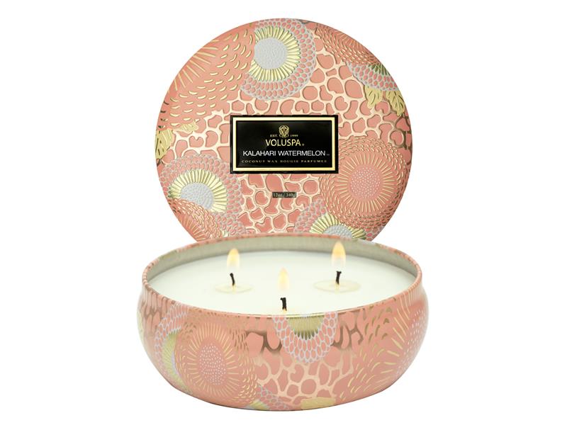 Voluspa, Kalahari Watermelon 3 Wick Decorative Tin
