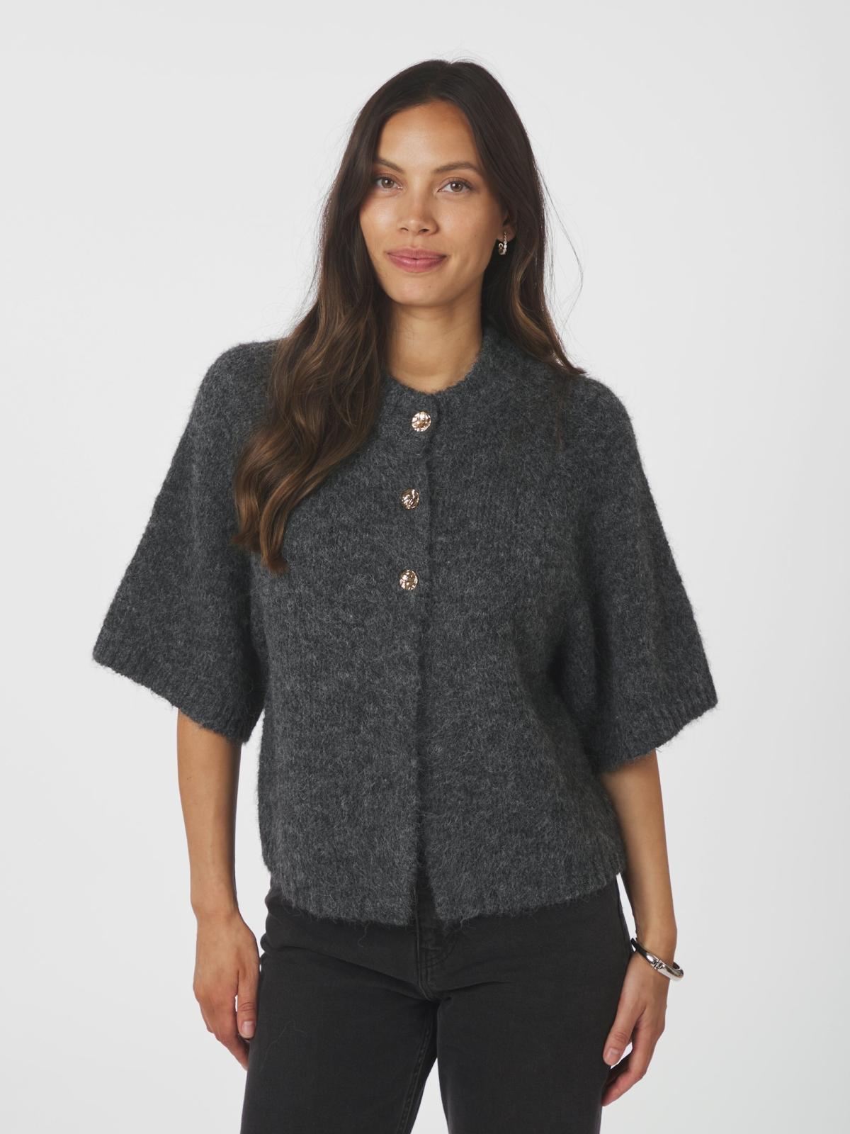 Neo Noir Benuta Fluffy Knit Cardigan, Antracit Melange - 7