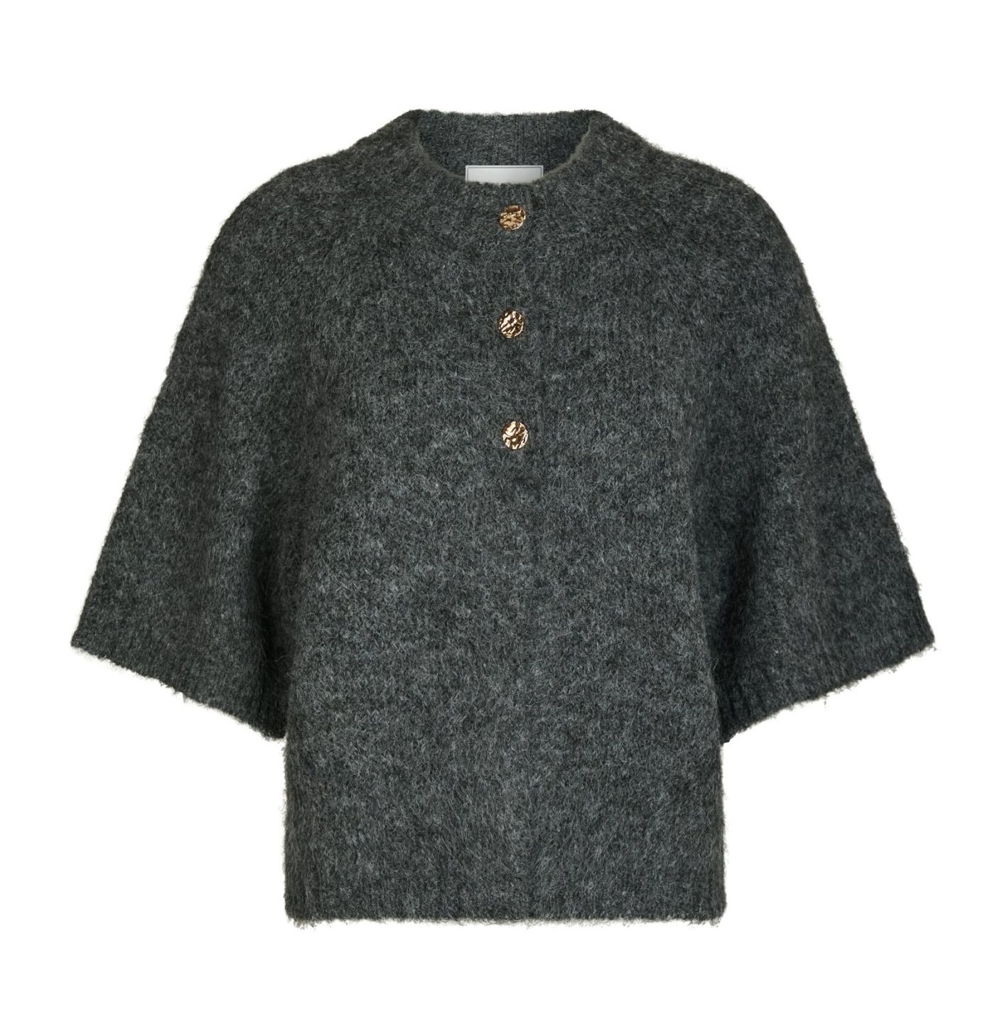Neo Noir Benuta Fluffy Knit Cardigan, Antracit Melange
