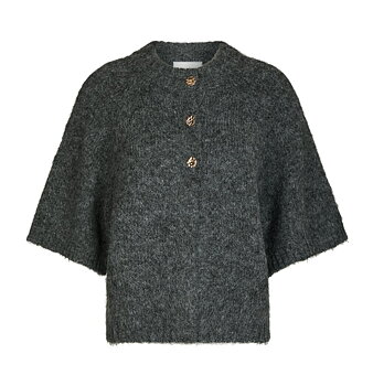 Neo Noir Benuta Fluffy Knit Cardigan, Antracit Melange