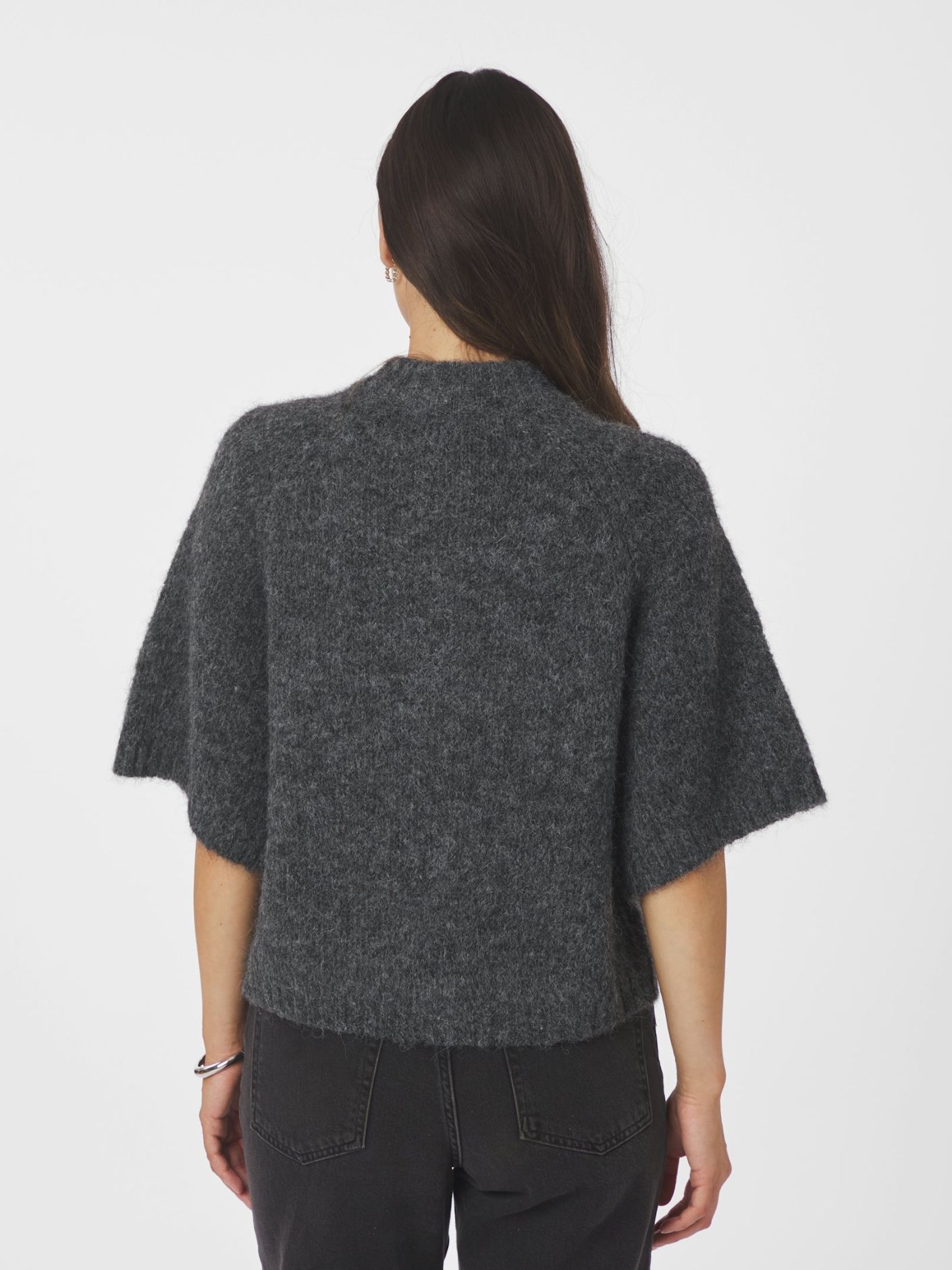 Neo Noir Benuta Fluffy Knit Cardigan, Antracit Melange - 5