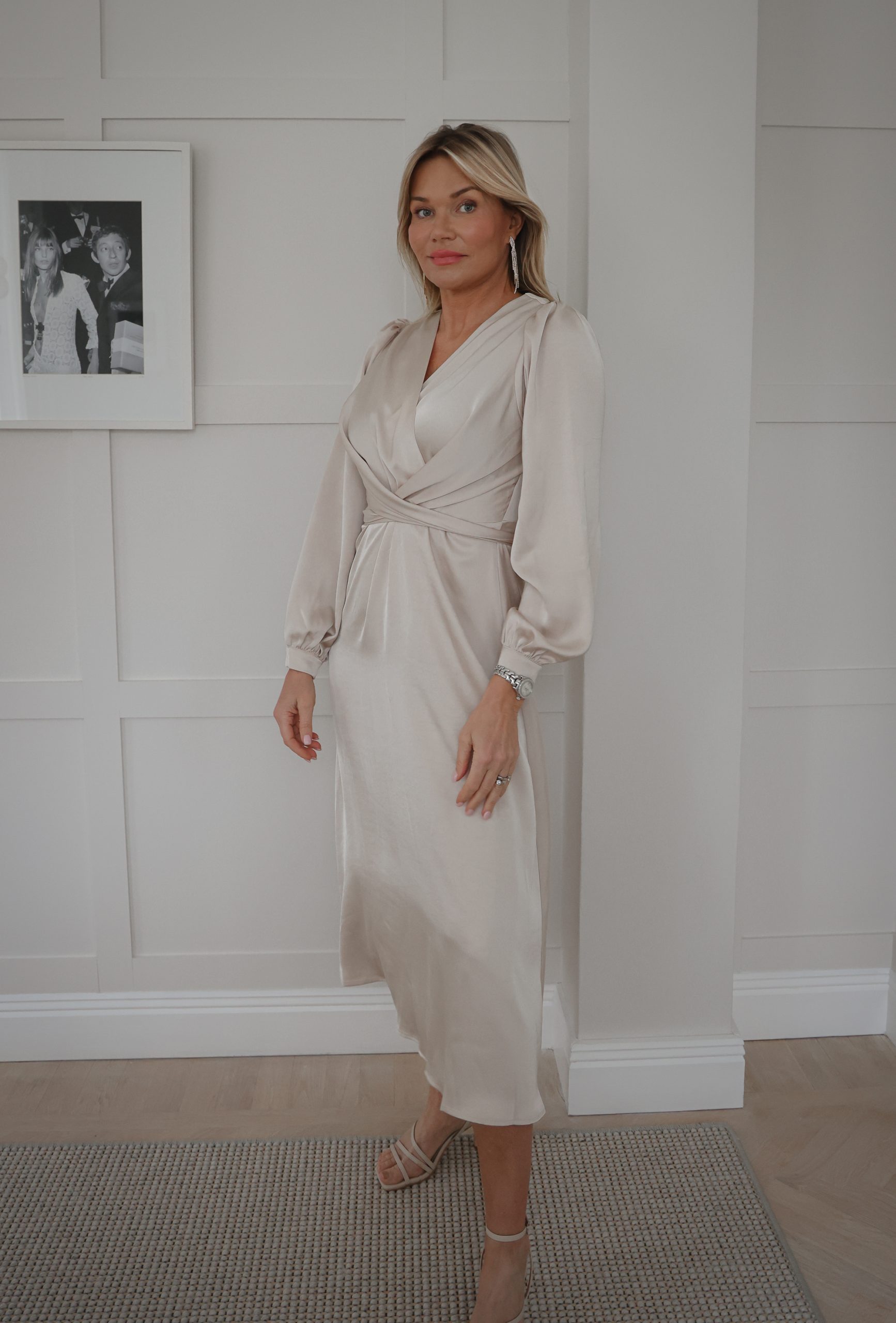 Neo Noir Bretti Heavy Sateen Dress, Champagne - 2