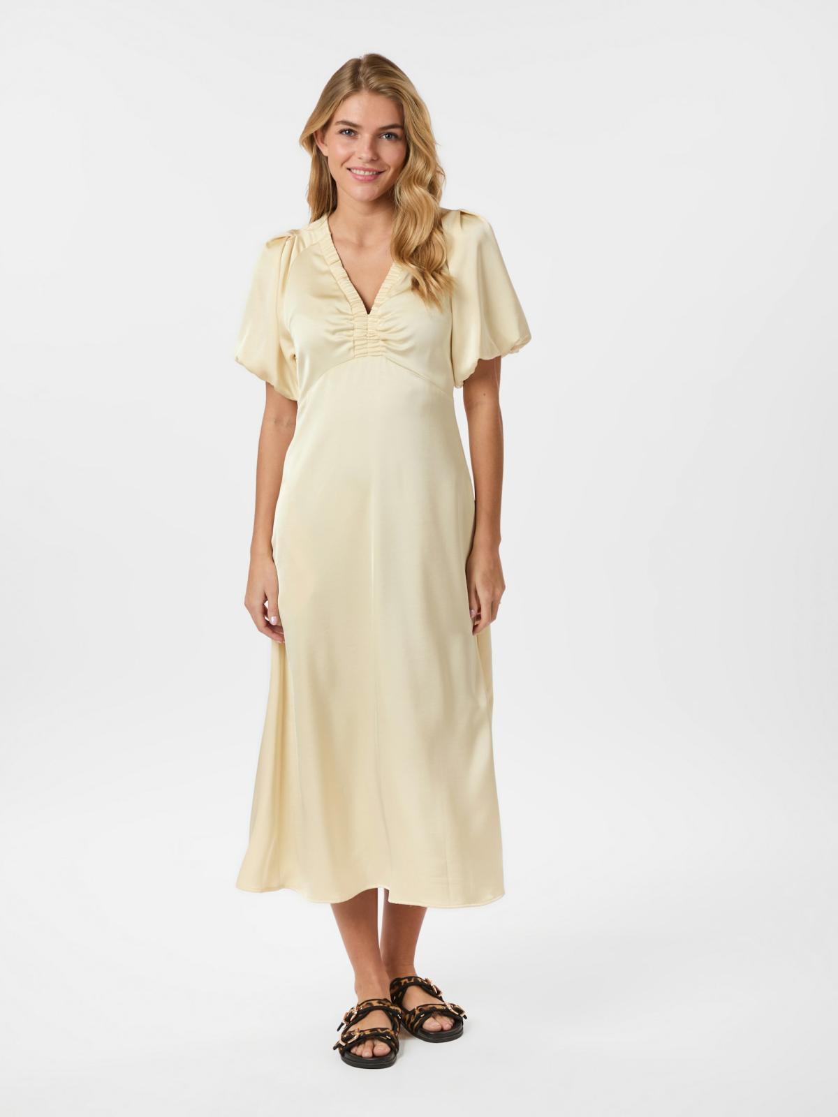 Neo Noir ILLANA  Heavy Sateen Dress, Light Yellow - 6