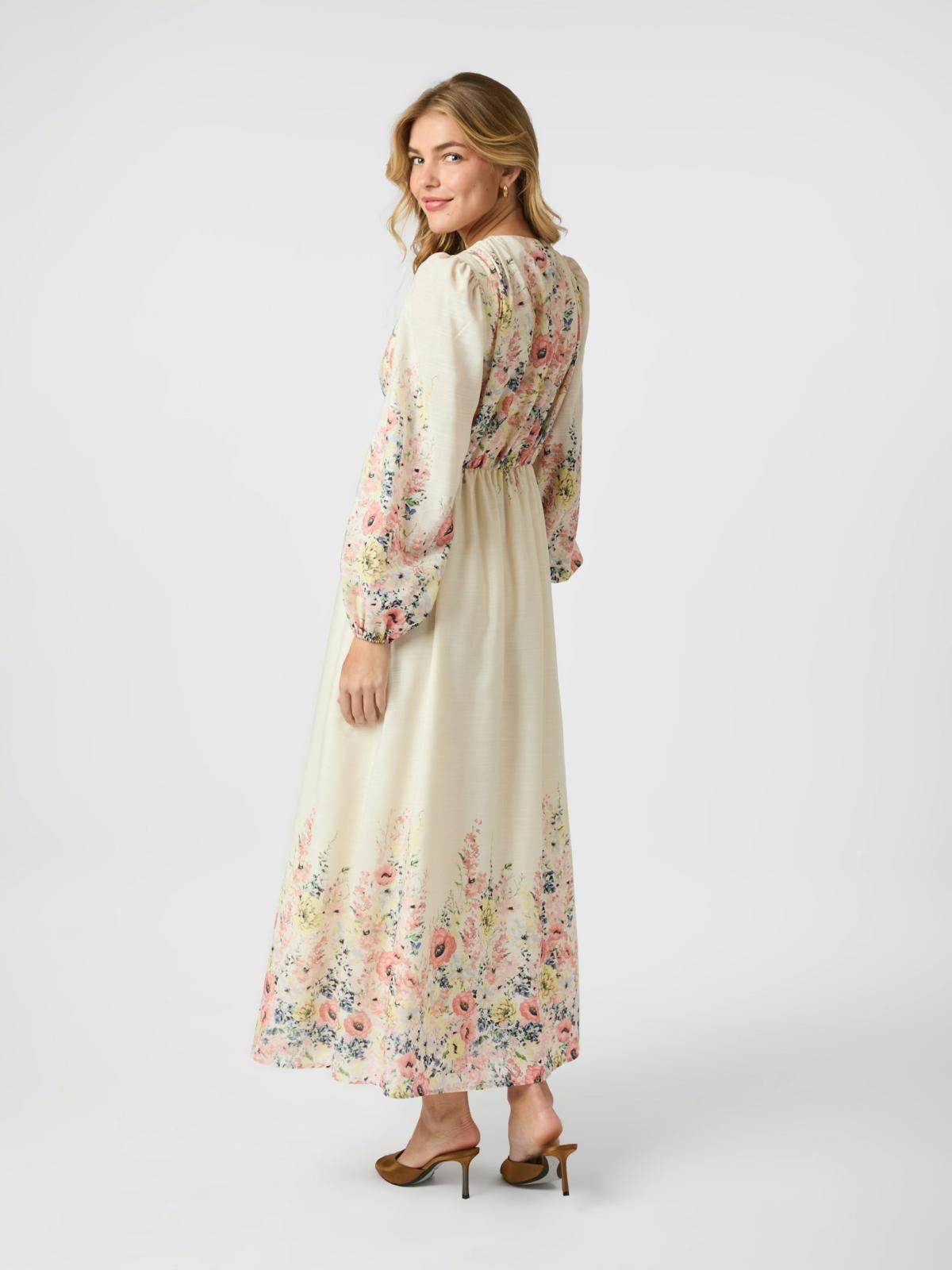 Neo Noir Silfi Flower Print Dress, Creme - 7