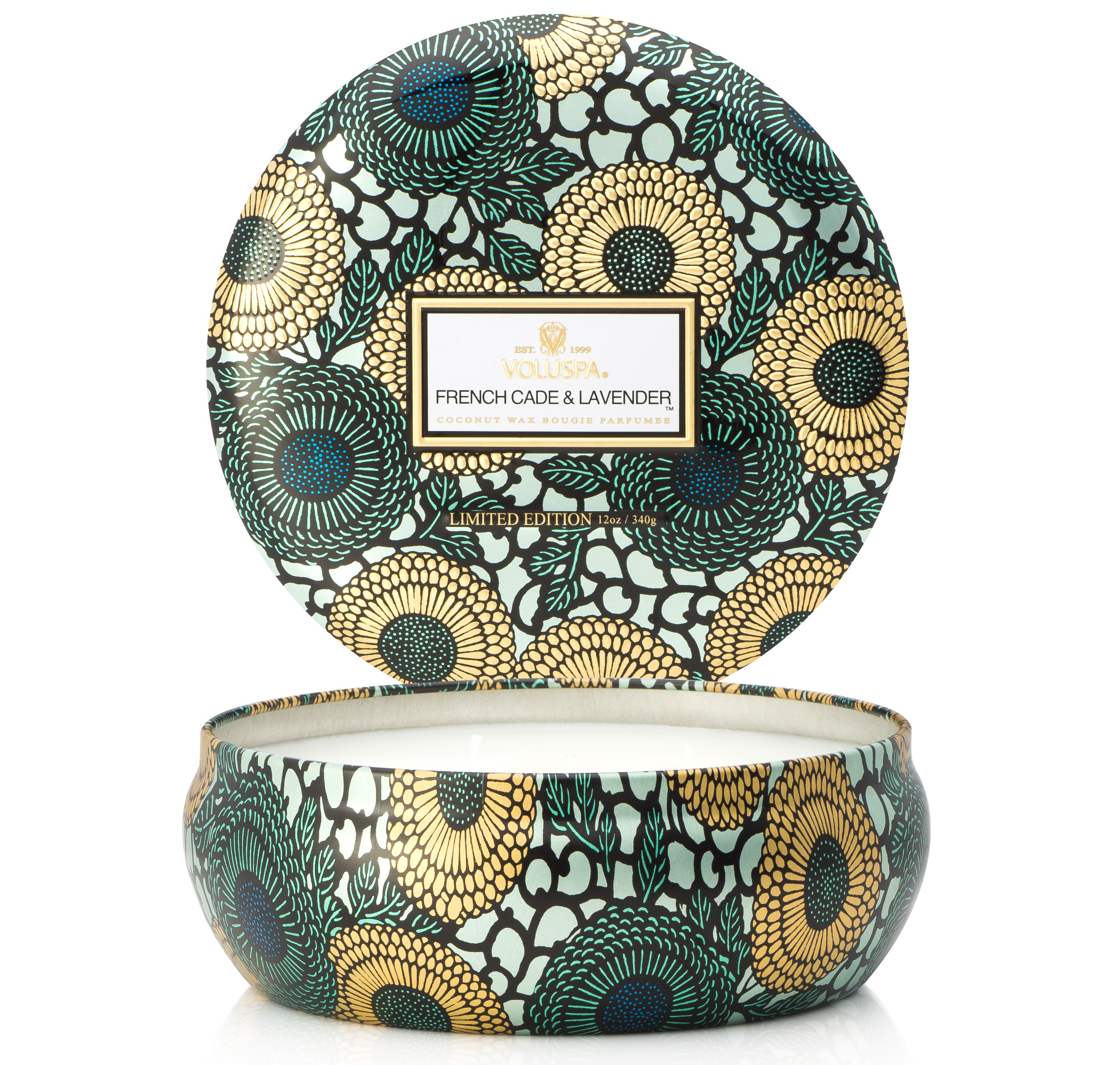 Voluspa, FRENCH CADE & LAVENDER 3 WICK DECORATIVE TIN