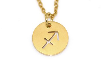 Skytten  Stjärntecken Halsband i Rostfritt Stål Guld, Gyllene Zodiak Hänge, Födelsedag Smycke