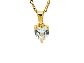 Hjärta Halsband med Hjärtformad Cubic Zirconia Halsband i Rostfritt Stål Guld, Kärlek Smycke