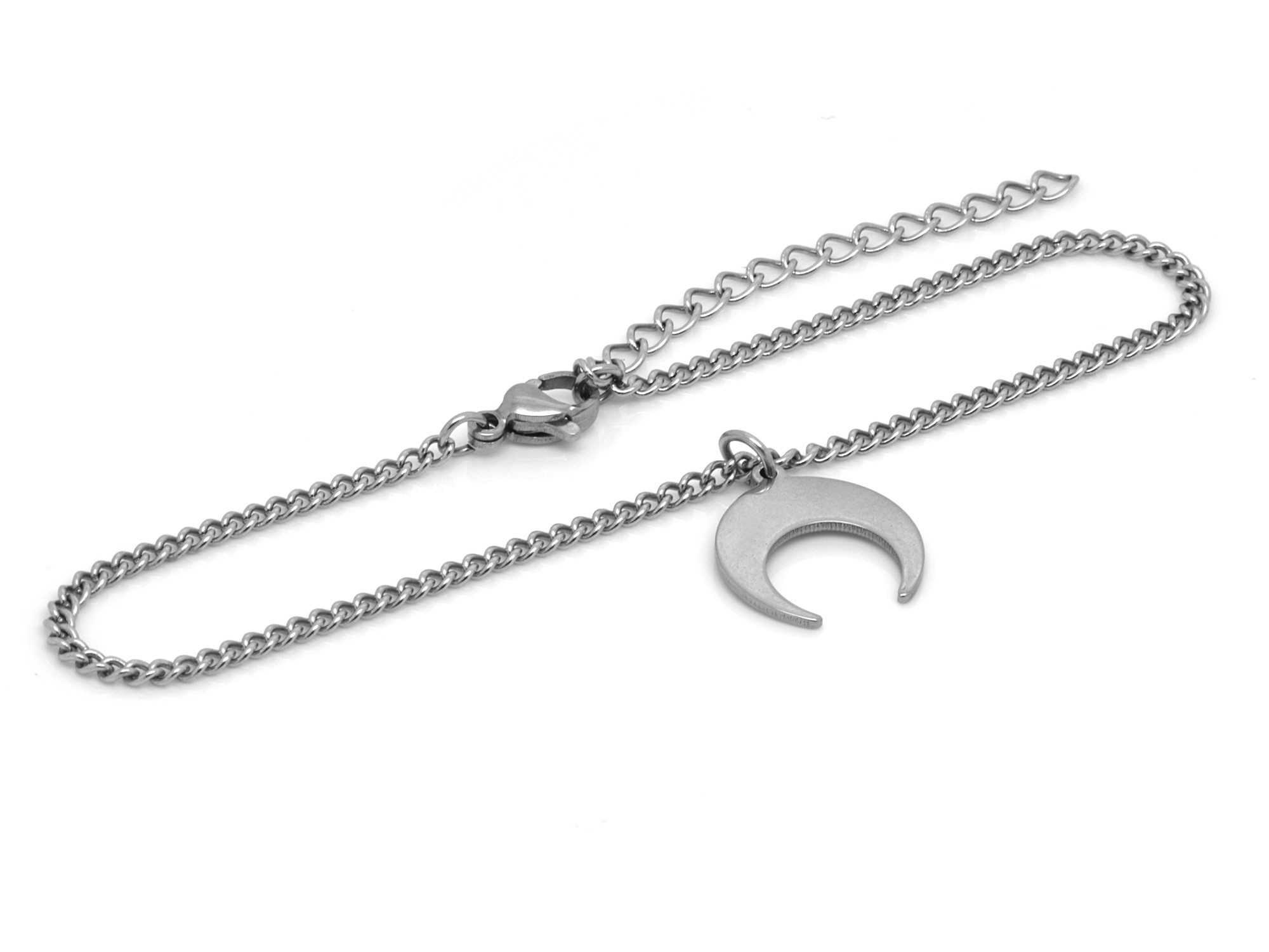 Månskära Armband i Rostfritt Stål, Nymåne Accessoar, Dubbelhorn Måne Smycke